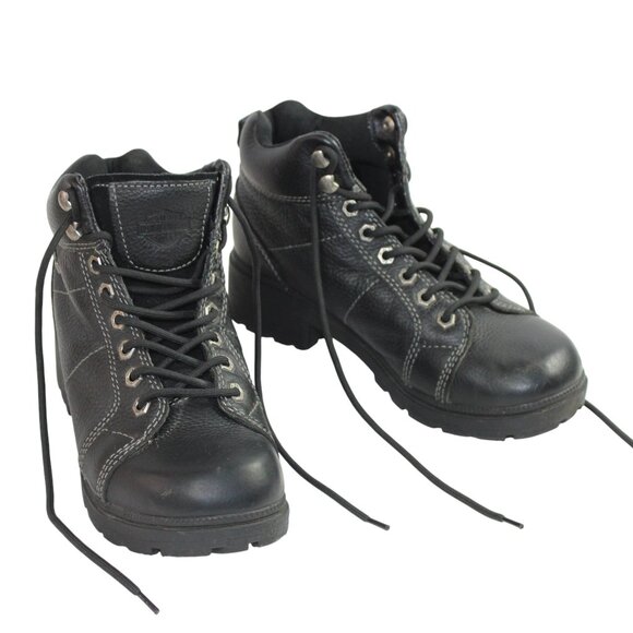 Harley-Davidson Tyler Black Leather Lace-Up Boot Size 9.5 - Picture 6 of 10